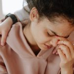 Young woman is upset