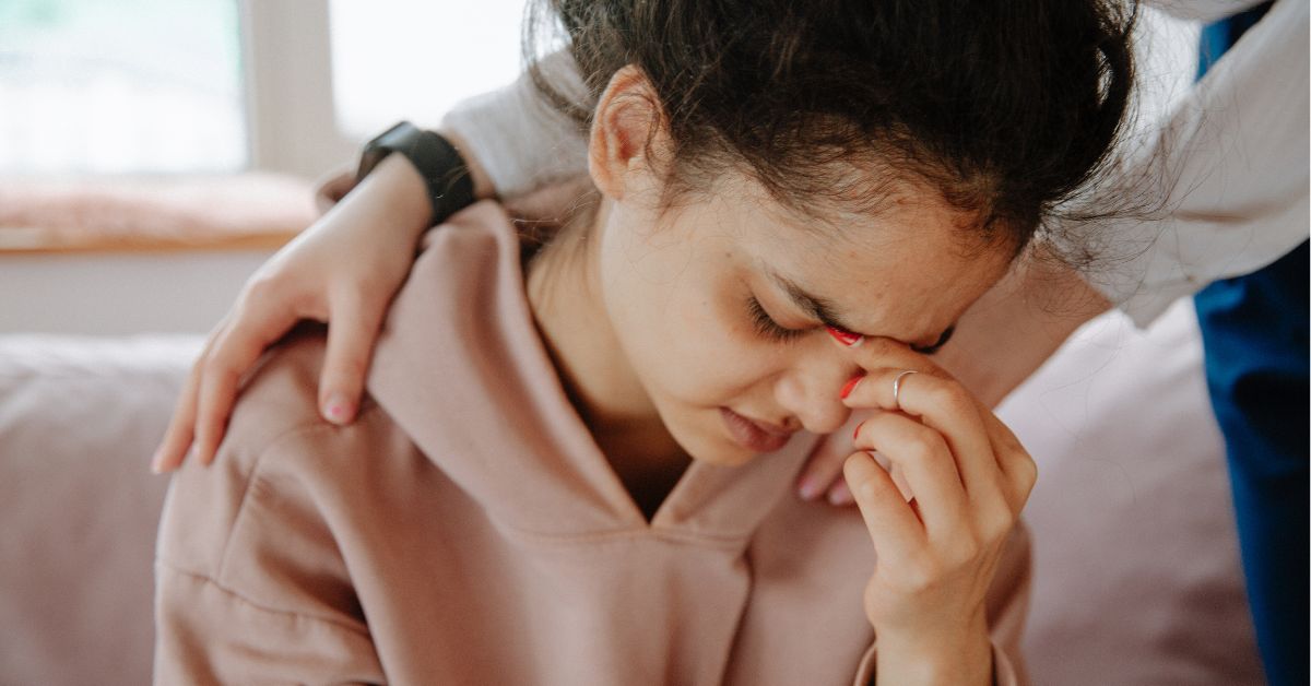 Young woman is upset