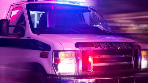 Firefighters near a car accident